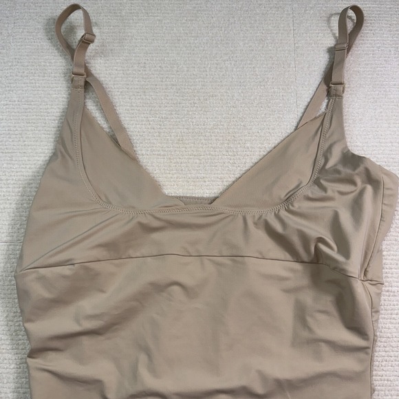 2-Maidenform Shapewear Slip Dress Tan/Black Bodysuit Stretch Multiway Strap XL - Picture 7 of 8